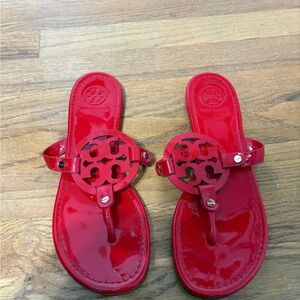 Tory Burch Red Patent Logo Sandals